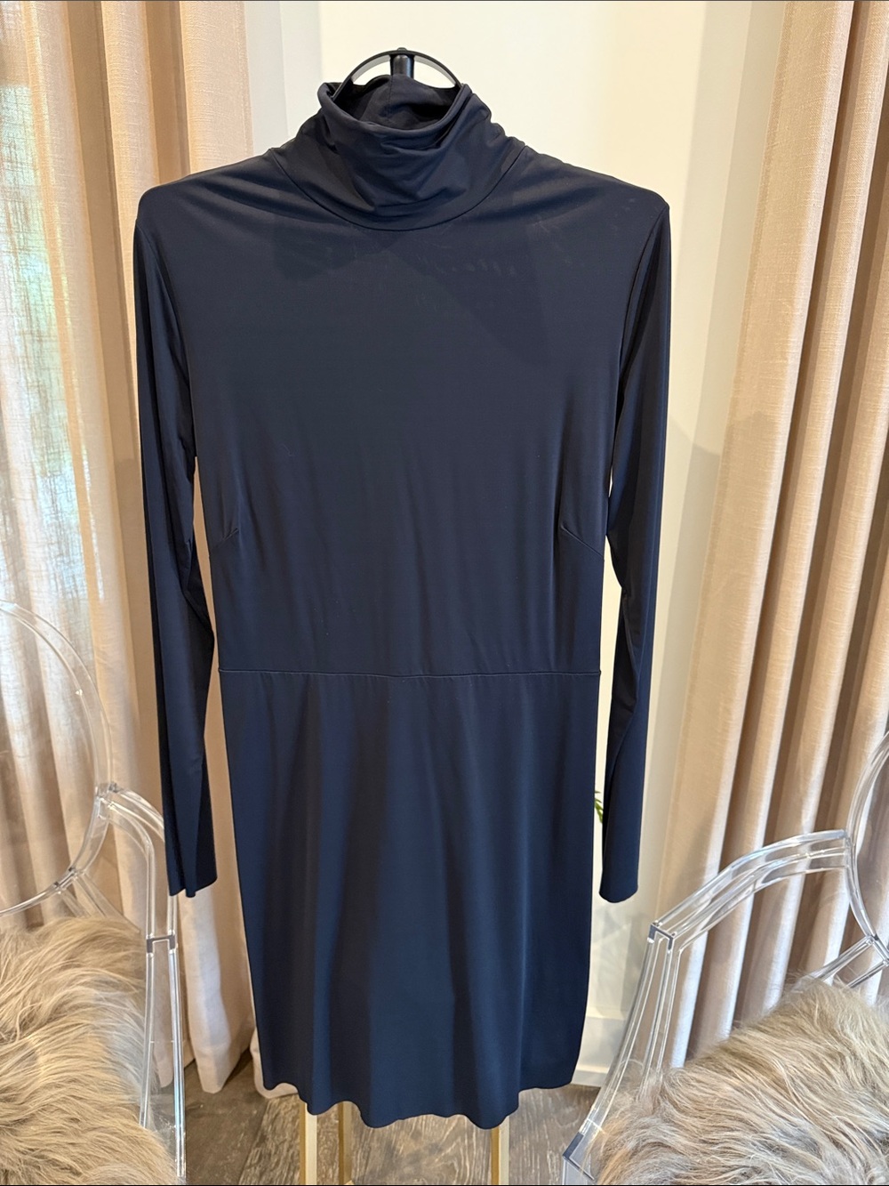 Women's Long Sleeve Turtleneck Dress in Navy